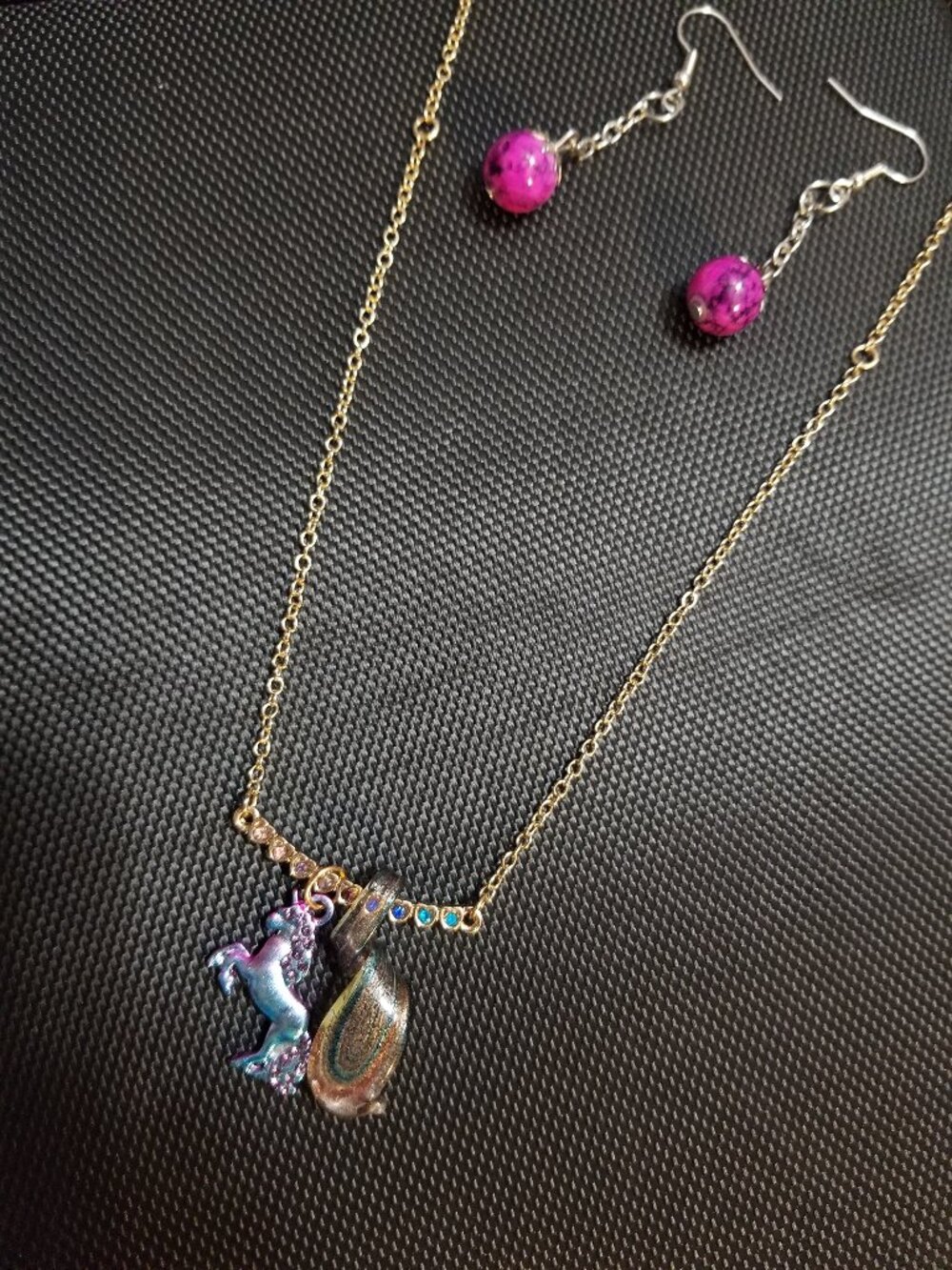 A Unicorn's Fragile [Glass] Tail & Earring Pair: An Ellen Original (#RLC)